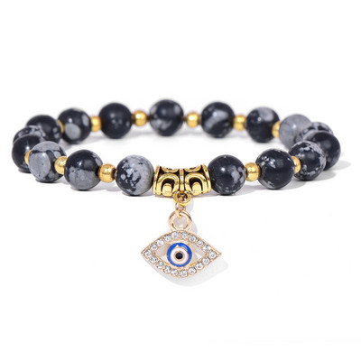 Rozā Zebra Akmens Pērlīšu Rokassprādze Oval Evil Eye Charm Rokassprādzes Sievietēm Vīriešiem Turcijas Lucky Wish kulonu rokassprādze Roku darbs Rokassprādze