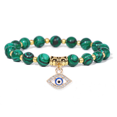 Rozā Zebra Akmens Pērlīšu Rokassprādze Oval Evil Eye Charm Rokassprādzes Sievietēm Vīriešiem Turcijas Lucky Wish kulonu rokassprādze Roku darbs Rokassprādze