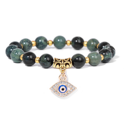 Rozā Zebra Akmens Pērlīšu Rokassprādze Oval Evil Eye Charm Rokassprādzes Sievietēm Vīriešiem Turcijas Lucky Wish kulonu rokassprādze Roku darbs Rokassprādze