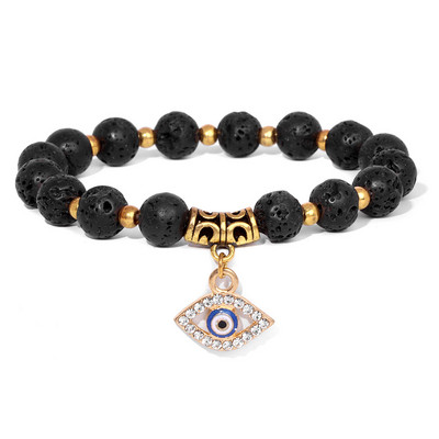 Rozā Zebra Akmens Pērlīšu Rokassprādze Oval Evil Eye Charm Rokassprādzes Sievietēm Vīriešiem Turcijas Lucky Wish kulonu rokassprādze Roku darbs Rokassprādze
