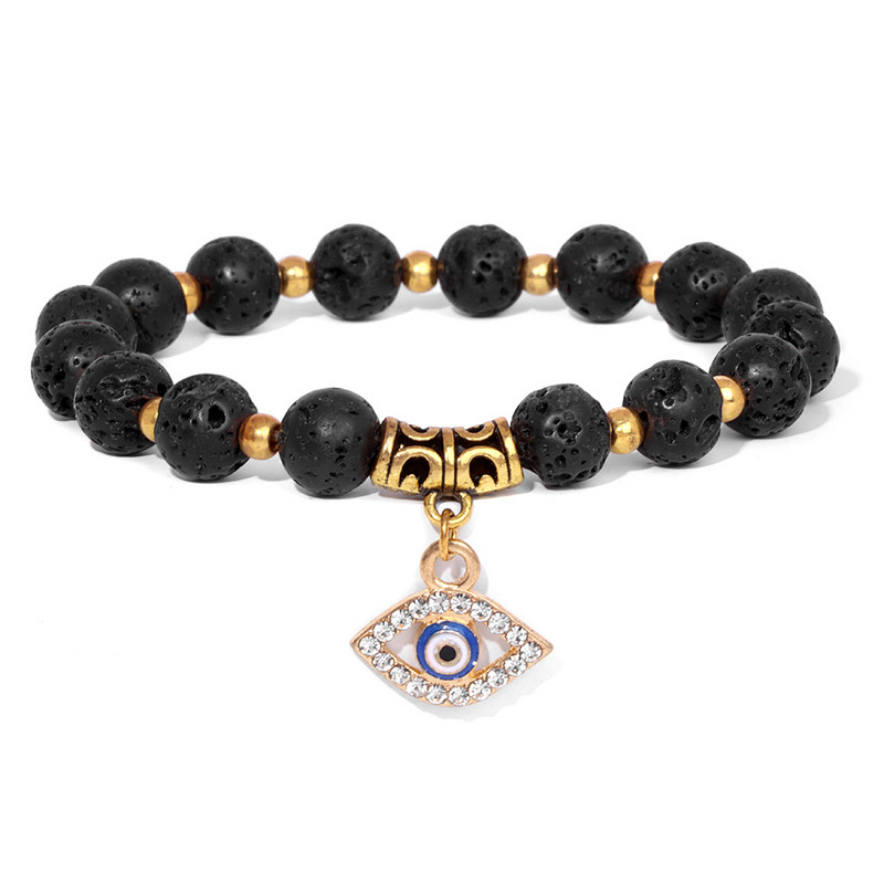 Rozā Zebra Akmens Pērlīšu Rokassprādze Oval Evil Eye Charm Rokassprādzes Sievietēm Vīriešiem Turcijas Lucky Wish kulonu rokassprādze Roku darbs Rokassprādze