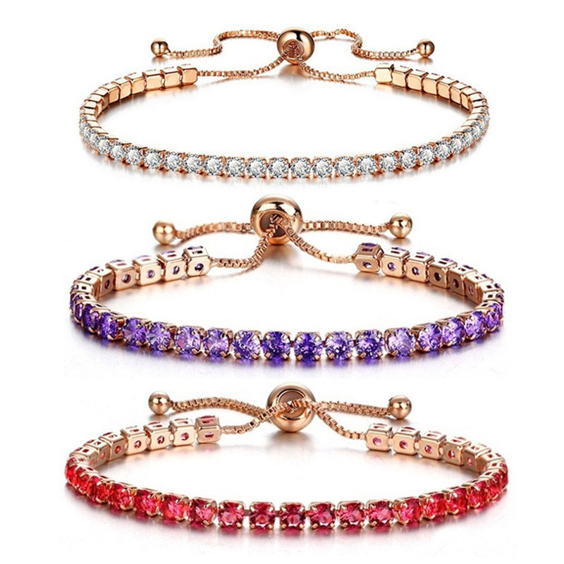 Fashion Charm CZ Tennis Bracelet για γυναίκες Κρυστάλλινο Ζιργκόν Κοσμήματα Ρυθμιζόμενο Χρυσό Ασημί Χρώμα Κουτί Αλυσίδα Βραχιόλια Δώρο