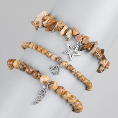 3 buc/set ametist natural piatra margele bratara stea luna pene pandantiv bratari barbati femei bijuterii meditatie energie slabire