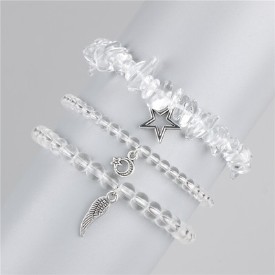 3 buc/set ametist natural piatra margele bratara stea luna pene pandantiv bratari barbati femei bijuterii meditatie energie slabire