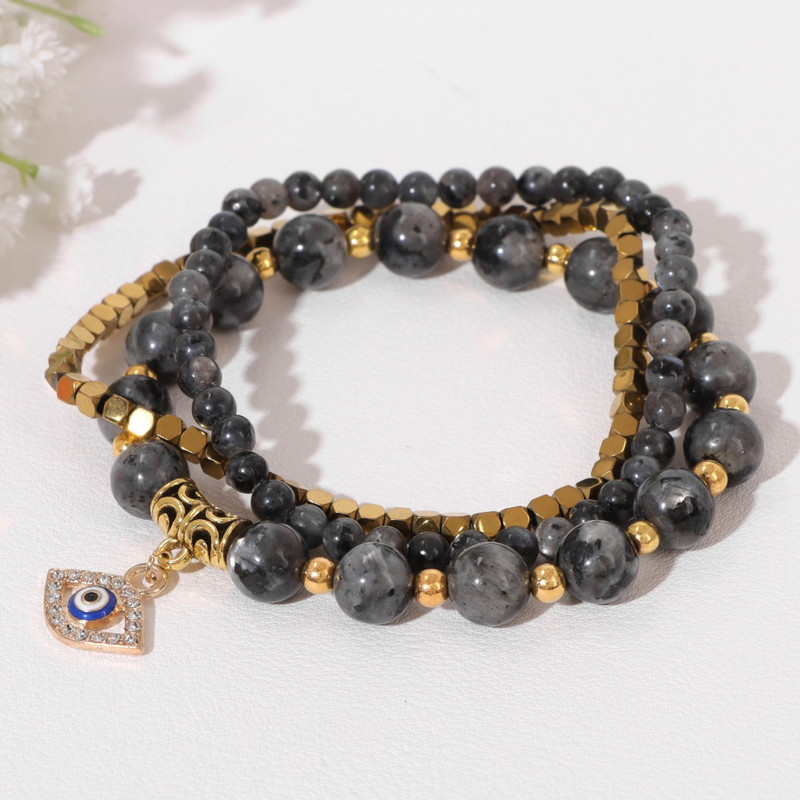 Dabīgā akmens havlīta tirkīza krelles rokassprādze vīriešiem sievietēm turku amulets zilas ļaunas acs kulons rokassprādze garīga rotaslieta dāvana