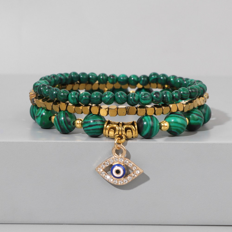 Dabīgā akmens havlīta tirkīza krelles rokassprādze vīriešiem sievietēm turku amulets zilas ļaunas acs kulons rokassprādze garīga rotaslieta dāvana