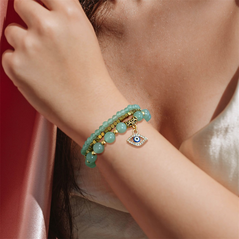 Dabīgā akmens havlīta tirkīza krelles rokassprādze vīriešiem sievietēm turku amulets zilas ļaunas acs kulons rokassprādze garīga rotaslieta dāvana