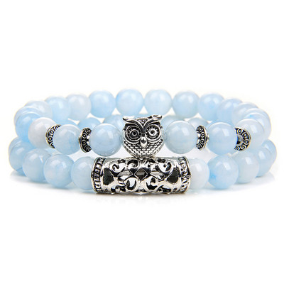 2gab Dabīgā akmens rokassprādze Šarms Pūce Lava Vulkāniskās Pērles Rokassprādzes Pārim Joga Līdzsvars Ārstnieciskā Rokassprādze Vīriešiem Sievietēm Rotaslietas Dāvanas