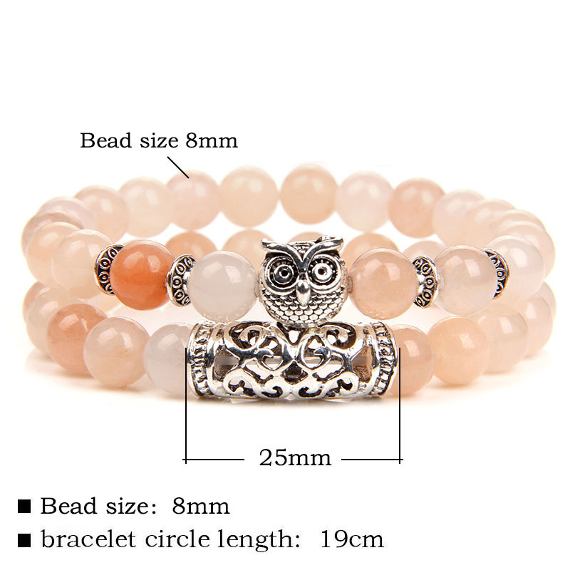 2gab Dabīgā akmens rokassprādze Šarms Pūce Lava Vulkāniskās Pērles Rokassprādzes Pārim Joga Līdzsvars Ārstnieciskā Rokassprādze Vīriešiem Sievietēm Rotaslietas Dāvanas