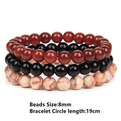 Sarkans dabīgā akmens ahāts rokassprādze smalkas kulonu rokassprādzes Reiki enerģijas terapijas rotaslietas vīriešiem sievietēm elastīgas virves aproces Dāvanas