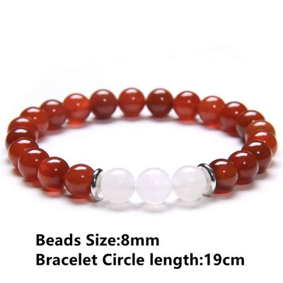 Sarkans dabīgā akmens ahāts rokassprādze smalkas kulonu rokassprādzes Reiki enerģijas terapijas rotaslietas vīriešiem sievietēm elastīgas virves aproces Dāvanas