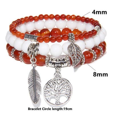 Sarkans dabīgā akmens ahāts rokassprādze smalkas kulonu rokassprādzes Reiki enerģijas terapijas rotaslietas vīriešiem sievietēm elastīgas virves aproces Dāvanas