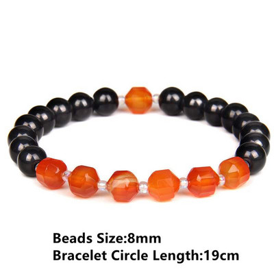 Sarkans dabīgā akmens ahāts rokassprādze smalkas kulonu rokassprādzes Reiki enerģijas terapijas rotaslietas vīriešiem sievietēm elastīgas virves aproces Dāvanas