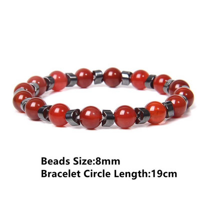 Sarkans dabīgā akmens ahāts rokassprādze smalkas kulonu rokassprādzes Reiki enerģijas terapijas rotaslietas vīriešiem sievietēm elastīgas virves aproces Dāvanas