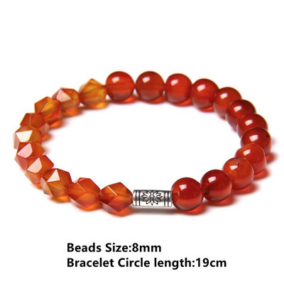 Sarkans dabīgā akmens ahāts rokassprādze smalkas kulonu rokassprādzes Reiki enerģijas terapijas rotaslietas vīriešiem sievietēm elastīgas virves aproces Dāvanas