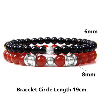 Sarkans dabīgā akmens ahāts rokassprādze smalkas kulonu rokassprādzes Reiki enerģijas terapijas rotaslietas vīriešiem sievietēm elastīgas virves aproces Dāvanas