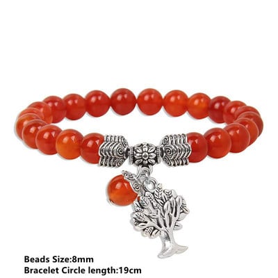 Sarkans dabīgā akmens ahāts rokassprādze smalkas kulonu rokassprādzes Reiki enerģijas terapijas rotaslietas vīriešiem sievietēm elastīgas virves aproces Dāvanas