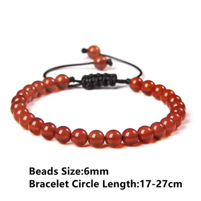 Sarkans dabīgā akmens ahāts rokassprādze smalkas kulonu rokassprādzes Reiki enerģijas terapijas rotaslietas vīriešiem sievietēm elastīgas virves aproces Dāvanas