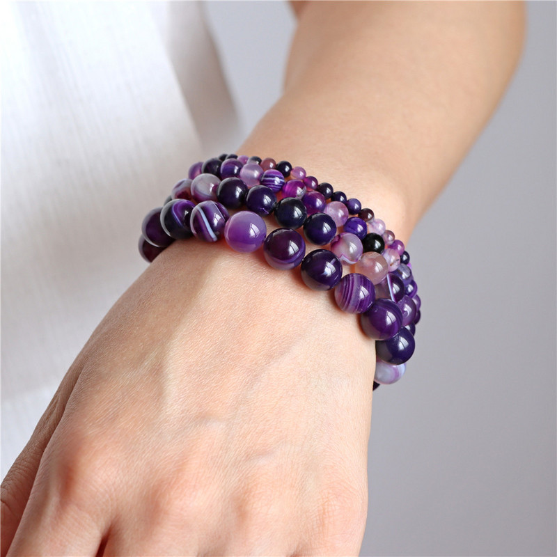 Smalkas sieviešu rokassprādzes ar pērlītēm Dabīgais akmens krelles rokassprādze Daudzkrāsains ahāts Kvarca rokassprādzes Vīriešu enerģijas šarms Rotaslietas 4/6/8/10mm