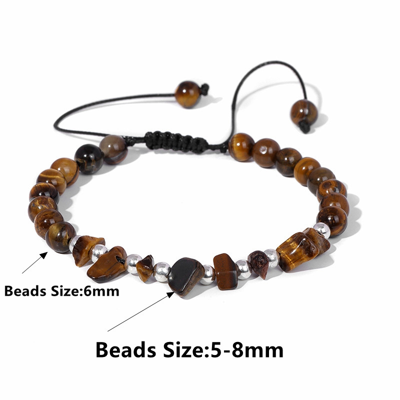 Modes 8 mm baltas haulīta krelles rokassprādzes neregulāra dabīgā akmens tīģera acs malahīts, virves aproce sievietēm vīriešiem jogas rotaslietas