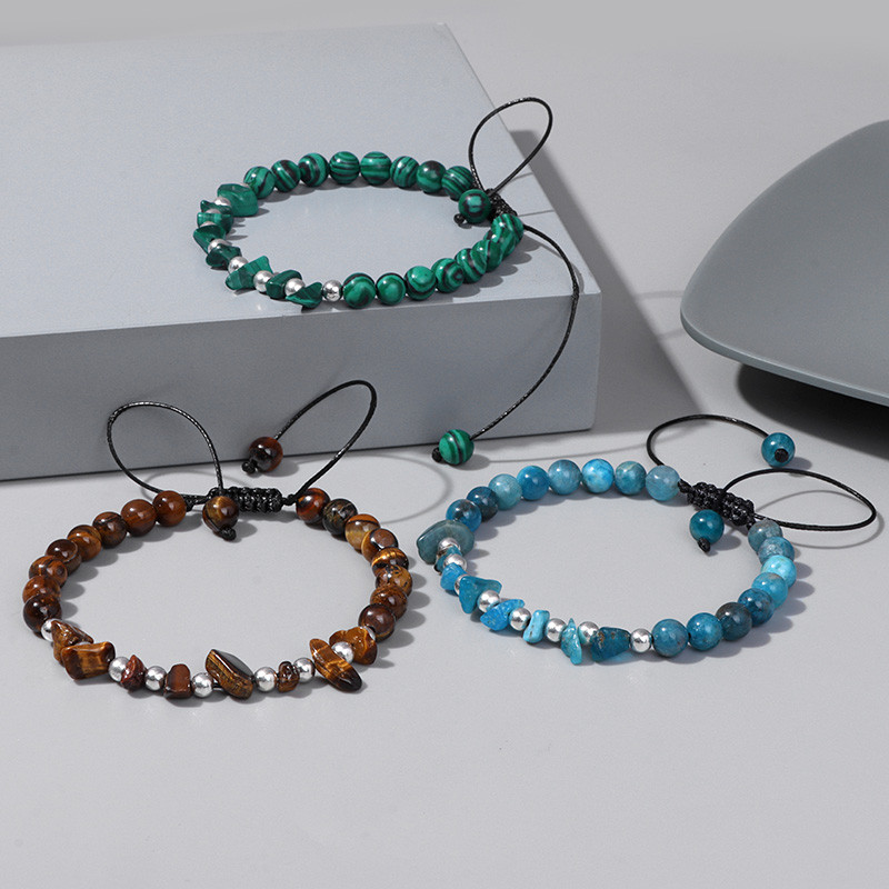 Modes 8 mm baltas haulīta krelles rokassprādzes neregulāra dabīgā akmens tīģera acs malahīts, virves aproce sievietēm vīriešiem jogas rotaslietas