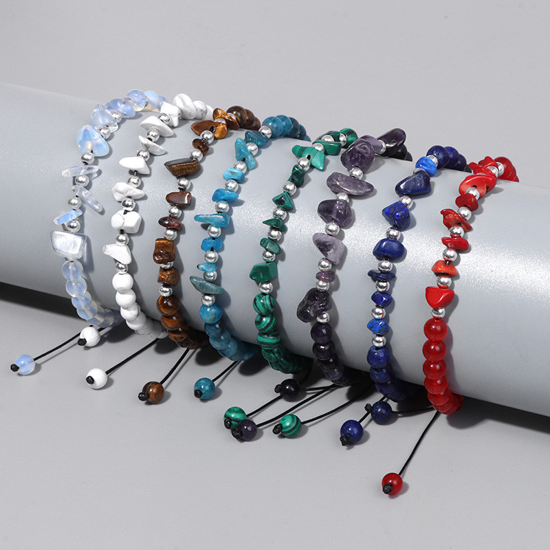 Modes 8 mm baltas haulīta krelles rokassprādzes neregulāra dabīgā akmens tīģera acs malahīts, virves aproce sievietēm vīriešiem jogas rotaslietas