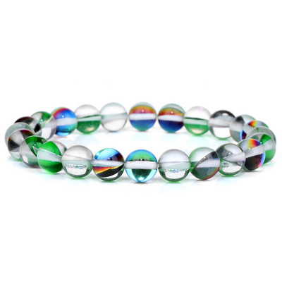 Mēnessakmens akmens krelles rokassprādze Dabīgā akmens kristāli rokassprādze Krāsains Pērlītes Ārstnieciskas Modernas rotaslietas Vīriešiem Sieviešu elastīgās rokassprādzes