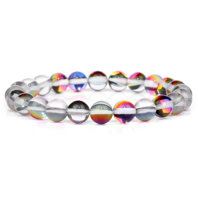 Mēnessakmens akmens krelles rokassprādze Dabīgā akmens kristāli rokassprādze Krāsains Pērlītes Ārstnieciskas Modernas rotaslietas Vīriešiem Sieviešu elastīgās rokassprādzes