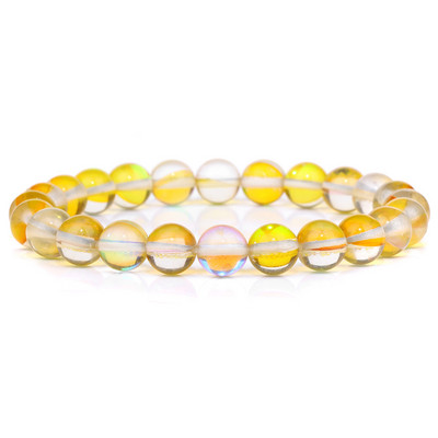 Mēnessakmens akmens krelles rokassprādze Dabīgā akmens kristāli rokassprādze Krāsains Pērlītes Ārstnieciskas Modernas rotaslietas Vīriešiem Sieviešu elastīgās rokassprādzes