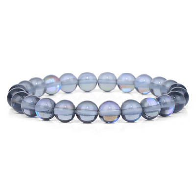 Mēnessakmens akmens krelles rokassprādze Dabīgā akmens kristāli rokassprādze Krāsains Pērlītes Ārstnieciskas Modernas rotaslietas Vīriešiem Sieviešu elastīgās rokassprādzes