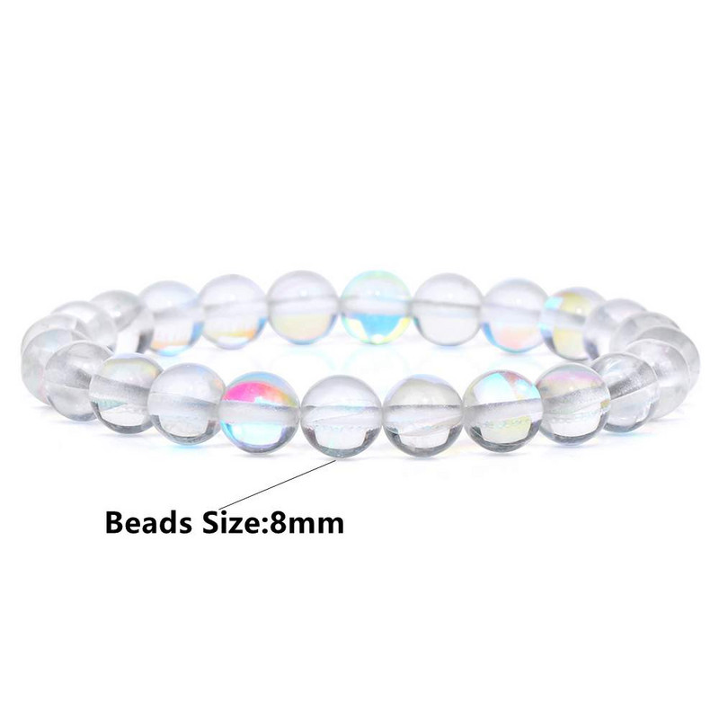 Mēnessakmens akmens krelles rokassprādze Dabīgā akmens kristāli rokassprādze Krāsains Pērlītes Ārstnieciskas Modernas rotaslietas Vīriešiem Sieviešu elastīgās rokassprādzes