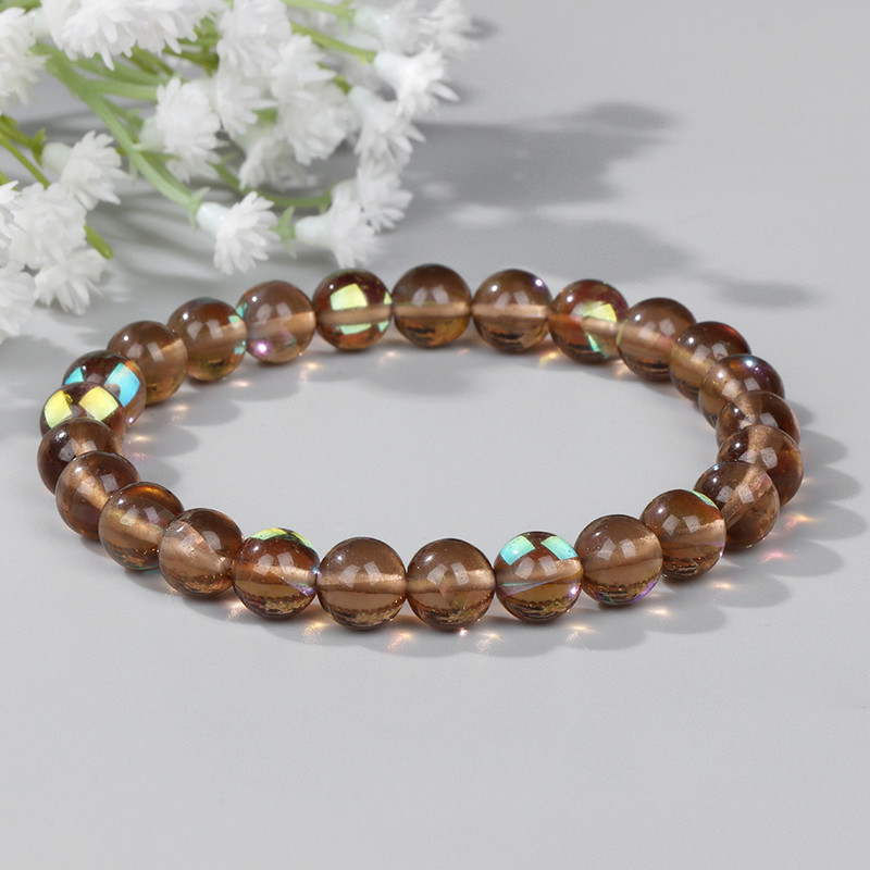 Mēnessakmens akmens krelles rokassprādze Dabīgā akmens kristāli rokassprādze Krāsains Pērlītes Ārstnieciskas Modernas rotaslietas Vīriešiem Sieviešu elastīgās rokassprādzes