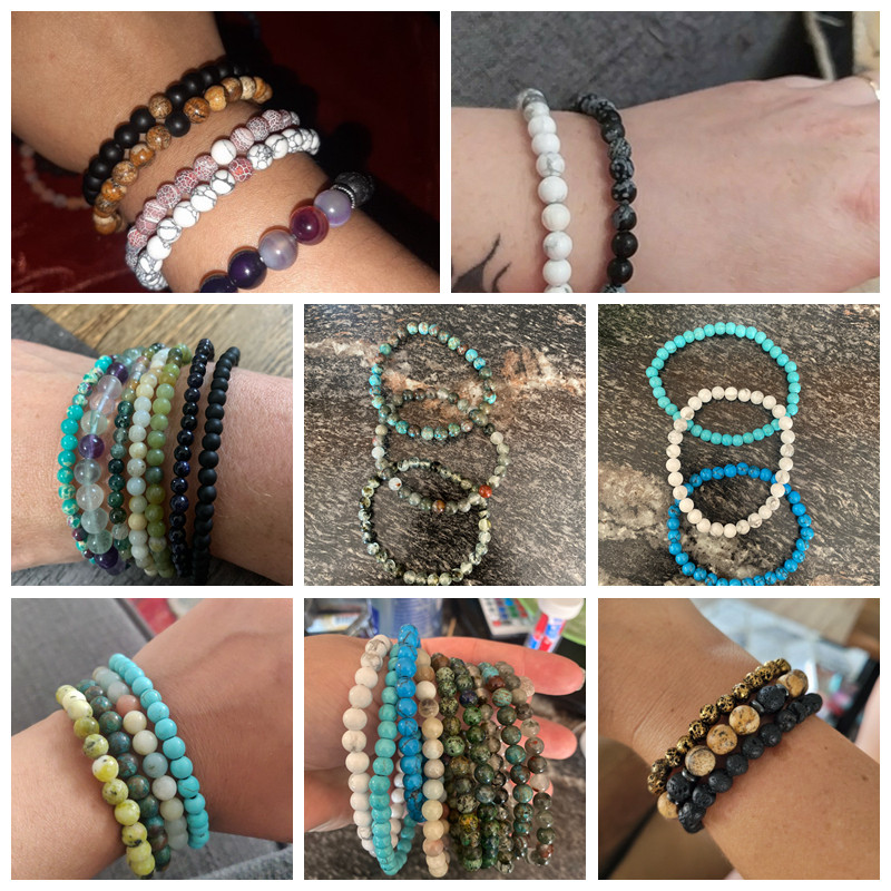 Dabīgā akmens rokassprādze 6 mm ahāts krelles elastīga rokassprādze sievietēm vīriešiem čakru dziedinošā Reiki joga rotaslietas dāvanas vairumtirdzniecība