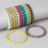 Daudzkrāsaina kaķa acu rokassprādze Dabīgā akmens klasiskā rokassprādze 8 mm krelles rokassprādzes sievietēm Reiki dziedinošās rotaslietas vīriešiem vienkāršas rokassprādzes