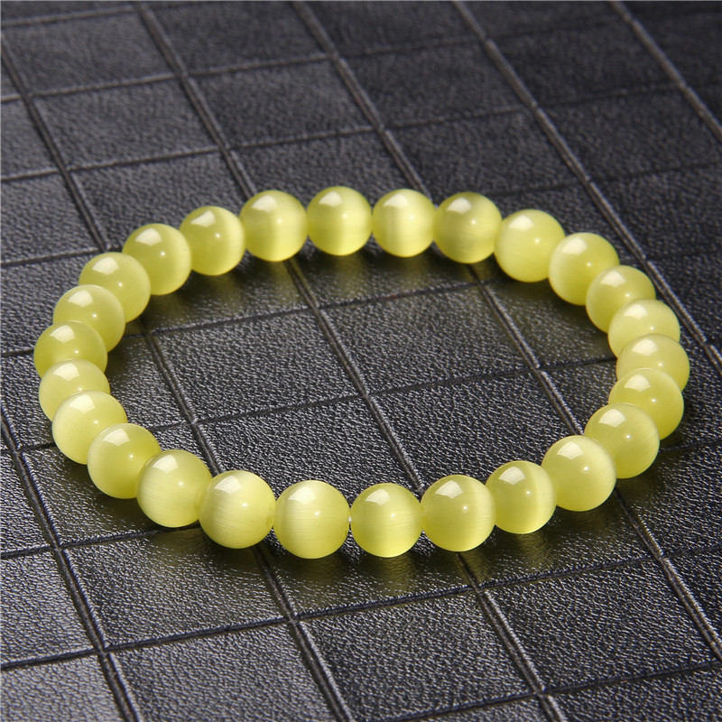 Daudzkrāsaina kaķa acu rokassprādze Dabīgā akmens klasiskā rokassprādze 8 mm krelles rokassprādzes sievietēm Reiki dziedinošās rotaslietas vīriešiem vienkāršas rokassprādzes