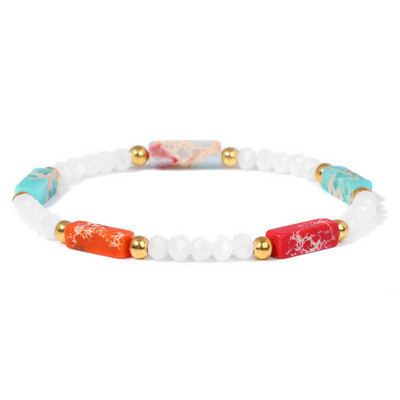 Modernas sieviešu krelles rokassprādzes Dabīga kristāla akmens rokassprādze Taisnstūris mazas krelles rokassprādzes sieviešu dziednieciskas elegantas rotaslietas 3x4mm