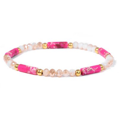 Modernas sieviešu krelles rokassprādzes Dabīga kristāla akmens rokassprādze Taisnstūris mazas krelles rokassprādzes sieviešu dziednieciskas elegantas rotaslietas 3x4mm