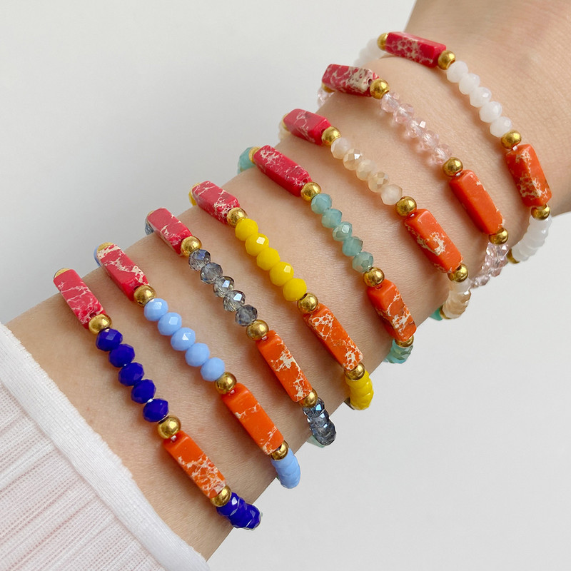 Modernas sieviešu krelles rokassprādzes Dabīga kristāla akmens rokassprādze Taisnstūris mazas krelles rokassprādzes sieviešu dziednieciskas elegantas rotaslietas 3x4mm