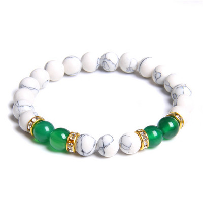 Šarms Rokassprādze Dabīgais Akmens Balts Havlīta Kvarca Pērlītes Rokassprādze Zaļa Agata Pērlītēm Enerģija Joga Rokassprādze Rotaslietas Dāvanas