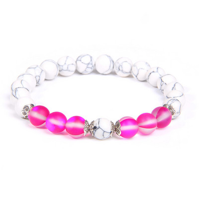 Šarms Rokassprādze Dabīgais Akmens Balts Havlīta Kvarca Pērlītes Rokassprādze Zaļa Agata Pērlītēm Enerģija Joga Rokassprādze Rotaslietas Dāvanas