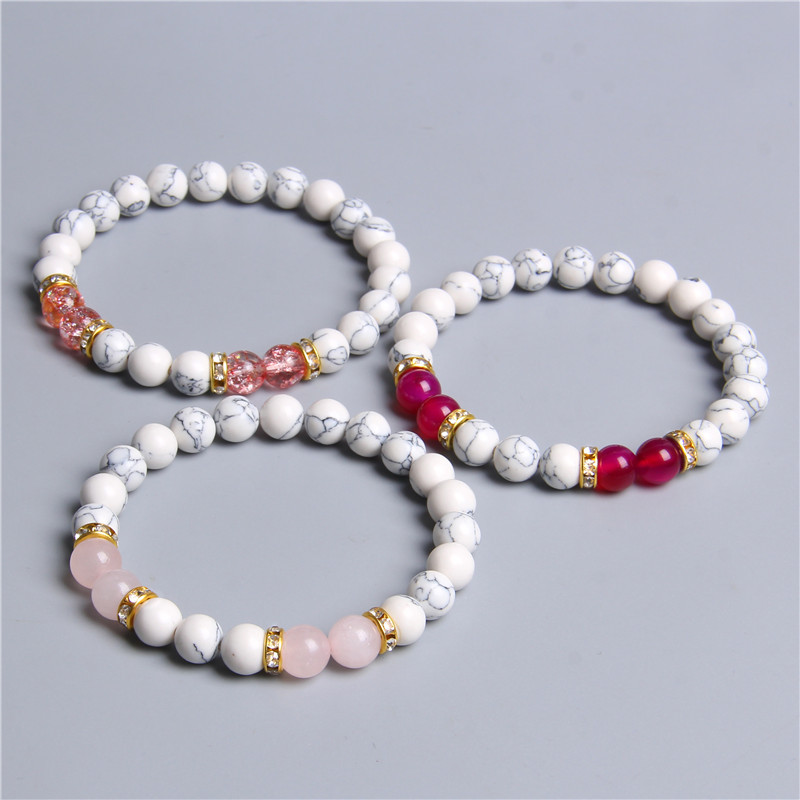 Šarms Rokassprādze Dabīgais Akmens Balts Havlīta Kvarca Pērlītes Rokassprādze Zaļa Agata Pērlītēm Enerģija Joga Rokassprādze Rotaslietas Dāvanas