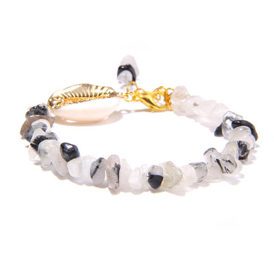 Neregulāra šķembu akmens rokassprādze Dabīgā apvalka akmens kulons rokassprādze Akvamarīni Kvarca rokassprādzes Vīrieši Sieviešu pludmales stila rotaslietas