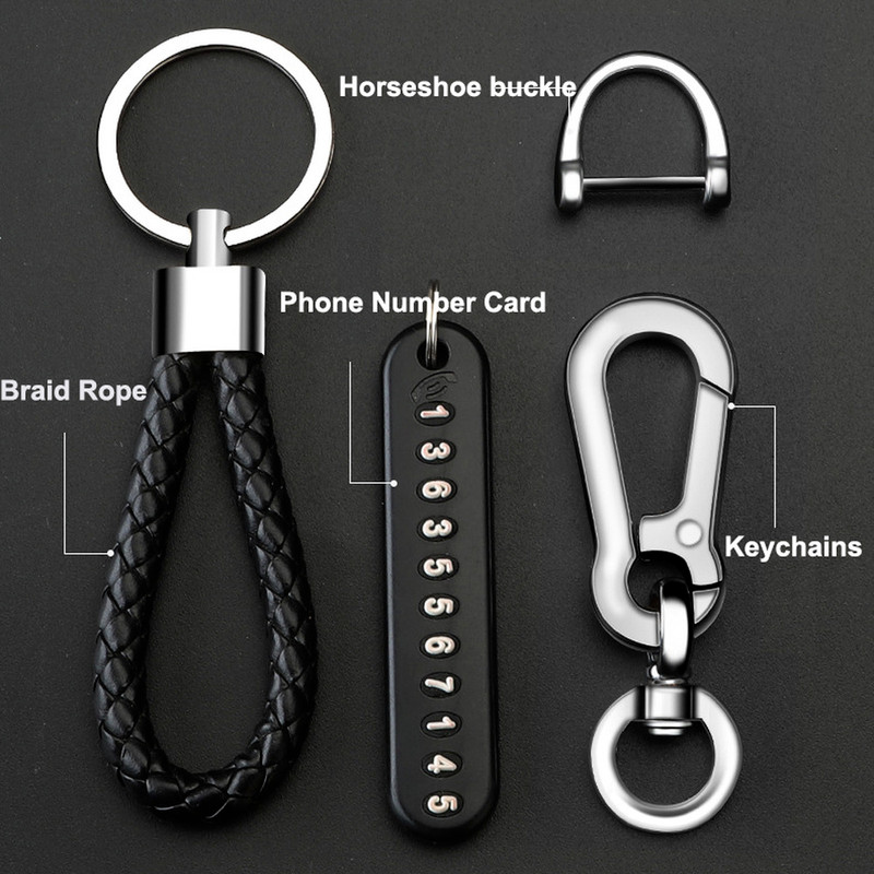 Pretpazaudēts automašīnas atslēgu piekariņš Tālruņa numura karte atslēgu piekariņš Ādas pinuma virve Automašīnas atslēgu piekariņu turētājs āra kāpšanas piederumi