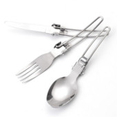 Pārnēsājams 3 vienā āra kempinga piknika galda piederumu komplekts no nerūsējošā tērauda saliekamā dakša, liekšķere Nazis Galda piederumi pārtika Bento piederumi un soma