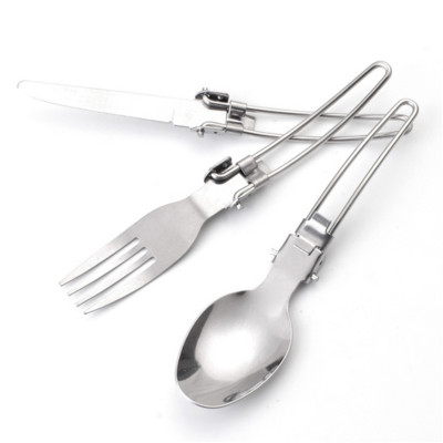 Pārnēsājams 3 vienā āra kempinga piknika galda piederumu komplekts no nerūsējošā tērauda saliekamā dakša, liekšķere Nazis Galda piederumi pārtika Bento piederumi un soma