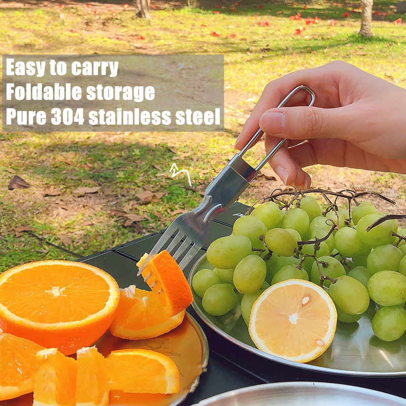 3 gab Āra nerūsējošā tērauda pārnēsājams atkārtoti lietojams kempinga galda piederumu komplekts pusdienu trauku salokāms galda piederumu dakšiņas karotes nazis