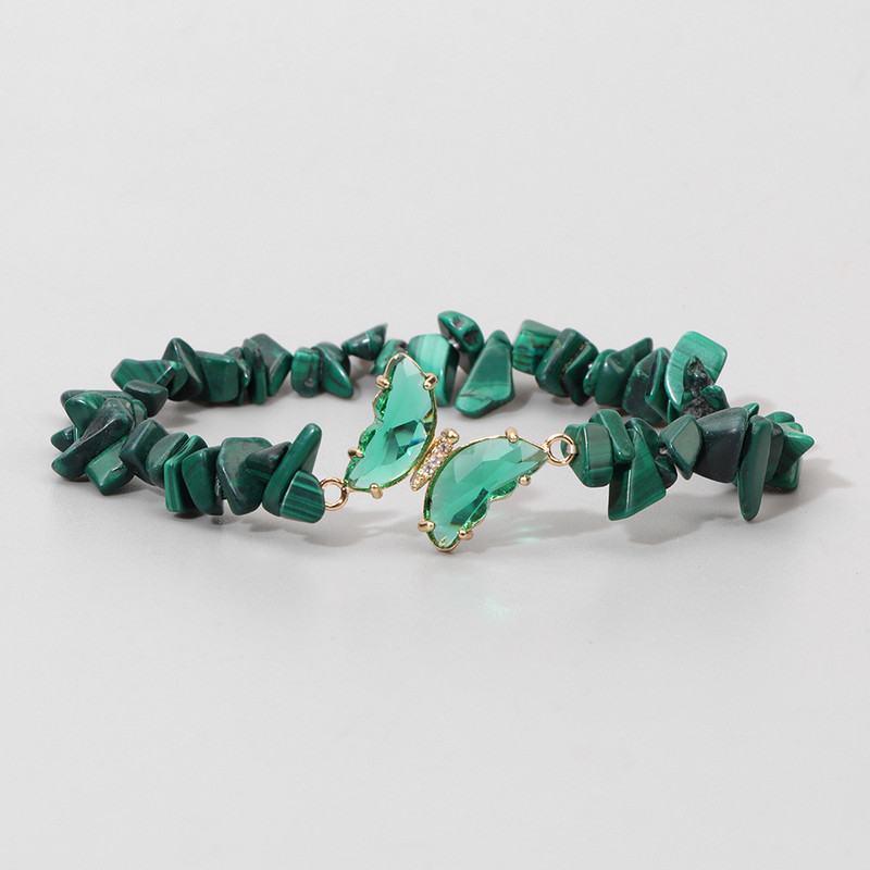 Moderna zaļa tauriņa rokassprādze 5–8 mm malahīta lapis lazuli tirkīza skaidiņas pītas rokassprādzes rokassprādzes sievietēm vīriešiem, jaukas rotaslietas