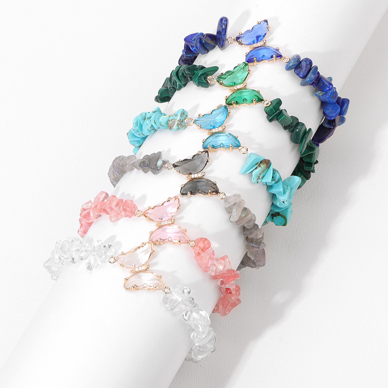 Moderna zaļa tauriņa rokassprādze 5–8 mm malahīta lapis lazuli tirkīza skaidiņas pītas rokassprādzes rokassprādzes sievietēm vīriešiem, jaukas rotaslietas