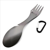 Titāna pārklājums daudzfunkcionāls kempinga dakša karote nerūsējošā tērauda āra galda piederumi ceļojumu trauki pudeļu attaisāmais nometnes aprīkojums