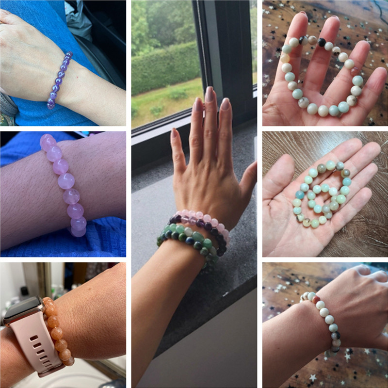 Dabīgā akmens krelles rokassprādze Vienkārša neregulāra ametists lapis lazuli Tīģera acu krelles laimīgas rokassprādze sievietēm vīriešiem, jogas rotaslietas